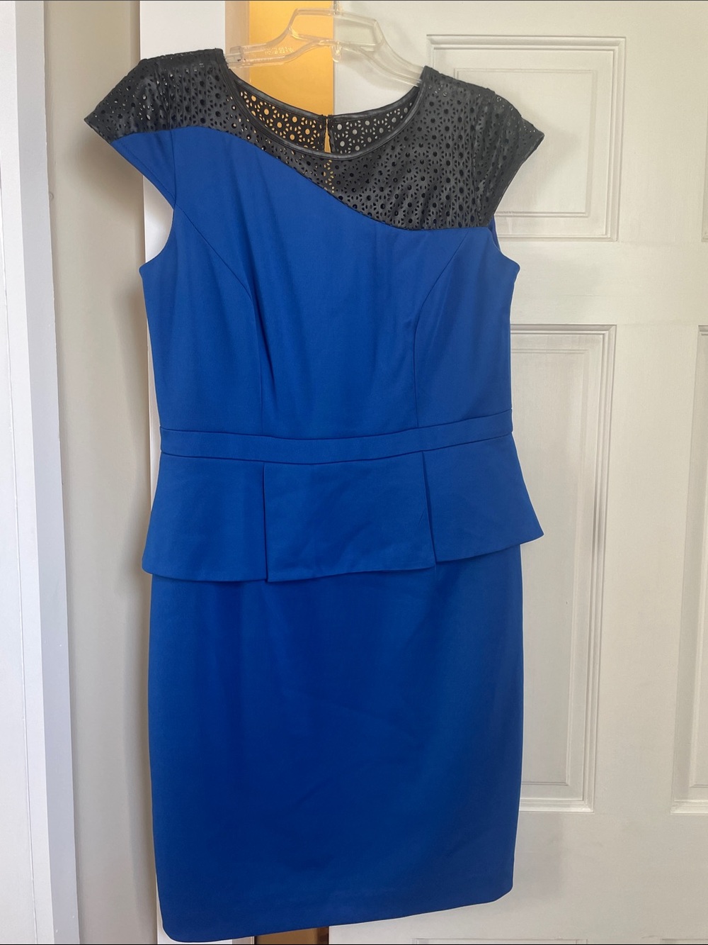 Chetta B Royal Blue Midi Dress with Black Lace Yoke - Picture 1 of 3